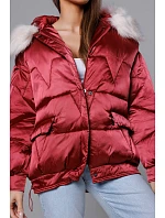 Krátká bunda oversize bordó (H-1109-25) Krátká bunda oversize bordó (H-1109-25)