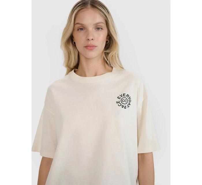 Dámské tričko oversize s potiskem 4F 4FWSS25TTSHF1993-11S Dámské tričko oversize s potiskem 4F 4FWSS25TTSHF1993-11S