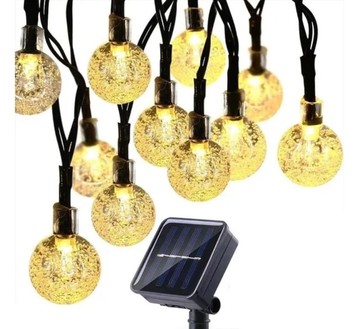 SOLÁRNÍ ZAHRADNÍ SVĚTLO GIRLANDA SOLÁRNÍ ŘETĚZ 4,9 M 40LED TEPLÁ BÍLÁ