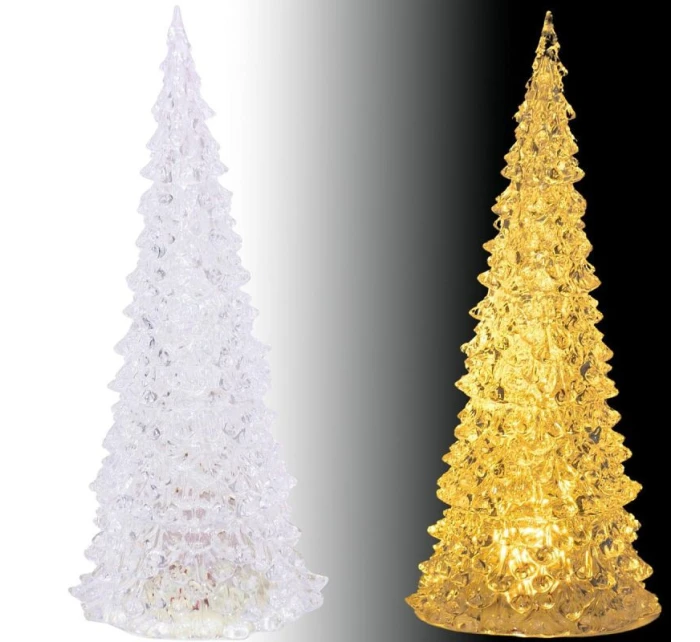 DEKORATIVNÍ VÁNOČNÍ STROMEK TRANSPARENTNÍ LED TEPLÁ BÍLÁ 27CM