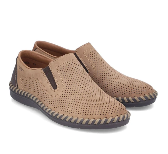 Pánská kožená prolamovaná nazouvací obuv béžová Rieker B2460-25