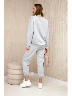 Komplet teplákové + kalhoty máslová látka světle šedá