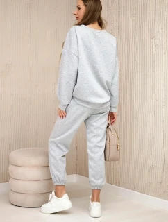 Komplet teplákové + kalhoty máslová látka světle šedá