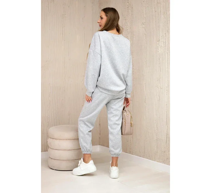 Viskózový komplet teplákové + kalhoty světle šedá Viskózový komplet teplákové + kalhoty světle šedá