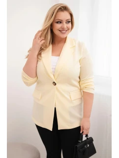 Dámská blazer z viskózy Plus Size s dlouhým rukávem a límcem citronová