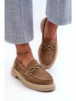 Dámské semišové mokasíny na ploché podrážce s ozdobou D&A TW101 hnědé Dámské semišové mokasíny na ploché podrážce s ozdobou D&A TW101 hnědé