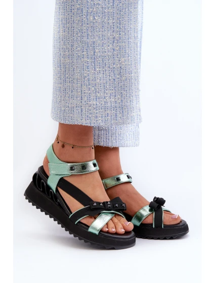 Dámské Sandály S Mašlí D&A CR956 Zelené