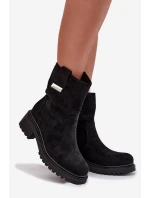 Zateplené dámské kotníkové boty na nízkém podpatku černé model 21708214 - Boto
