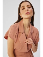 model 19647403 Košilové šaty s páskem na zavázání růžové - STYLOVE