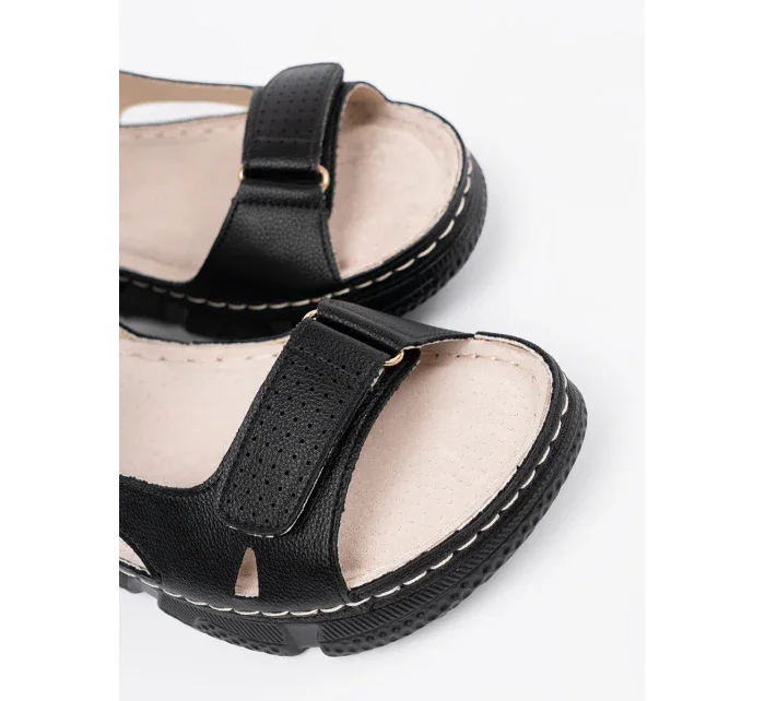 Stylové dámské sandály černé bez podpatku Stylové dámské sandály černé bez podpatku