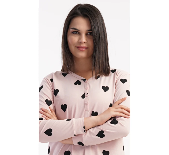 Dámská noční košile s dlouhým rukávem Srdce
