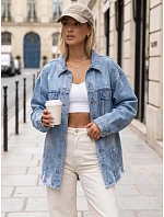 Dámská džínová bunda oversize s odřeninami, světle modrá, FashionStreet TY5686 Dámská džínová bunda oversize s odřeninami, světle modrá, FashionStreet TY5686