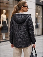 Dámská prošívaná přechodová bunda s kapucí, černá, FashionStreet TY5786 Dámská prošívaná přechodová bunda s kapucí, černá, FashionStreet TY5786