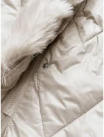 DAMSKA DŁUGA KURTKA PIKOWANA ECRU model 21242978 - WAY MODE