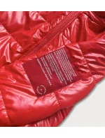 Krátká červená dámská bunda s ozdobným lemováním model 17556060 - S'WEST Krátká červená dámská bunda s ozdobným lemováním model 17556060 - S'WEST