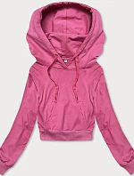 Krátká mikina s kapucí růžová (8B939-19)