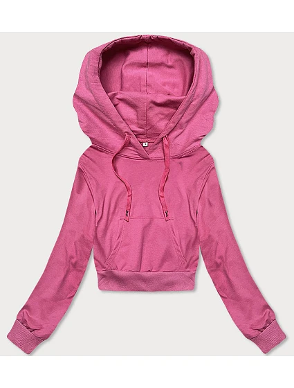 Krátká růžová tepláková mikina s kapucí model 18378833 - J.STYLE Krátká růžová tepláková mikina s kapucí model 18378833 - J.STYLE