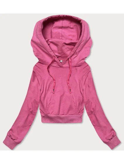 Krátká růžová tepláková mikina s kapucí model 18378833 - J.STYLE