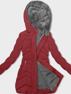 Červená dámská zimní bunda s kožešinovou podšívkou (LHD-23023)