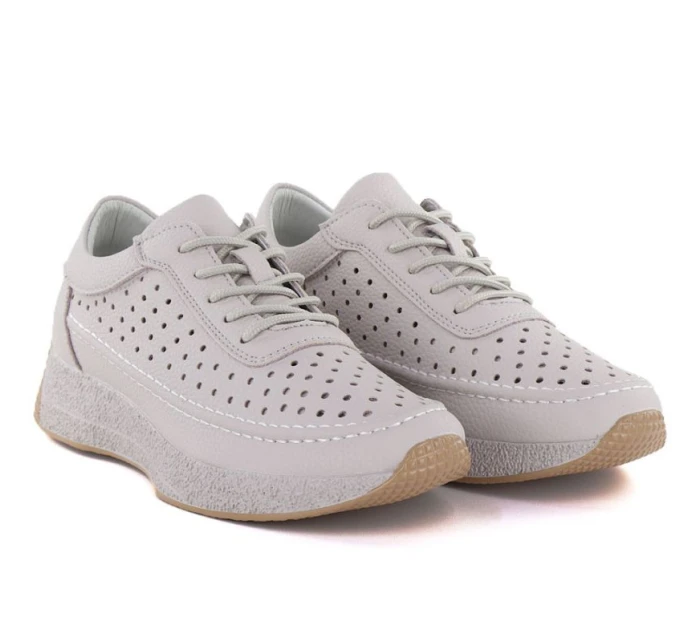 Dámské kožené ažurové polobotky Sergio Leone SP013 v šedé barvě