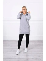 Mikina s kapucí a nášivkami šedá