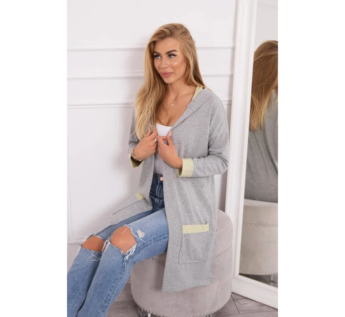 Dvoubarevná bunda s kapucí žlutá+šedá