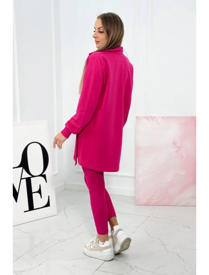 3dílný set halenka, top a legíny fuchsiová