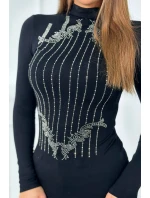 Pletená halenka se  vzorem černá model 19062274 - K-Fashion