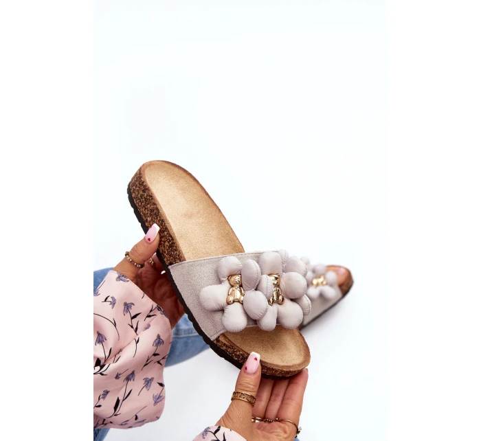 Dámské šedé sandály s ozdobami model 21648792 - Boto Dámské šedé sandály s ozdobami model 21648792 - Boto