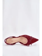 Krajkové Lodičky S Odkrytou Patou Bordové Annivirae Krajkové Lodičky S Odkrytou Patou Bordové Annivirae