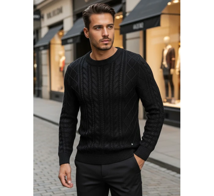 Pánský černý svetr model 21966314 - Dstreet Pánský černý svetr model 21966314 - Dstreet