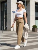 Dámské džíny s páskem mom fit tmavě béžové Dstreet model 21996294 - FashionStreet