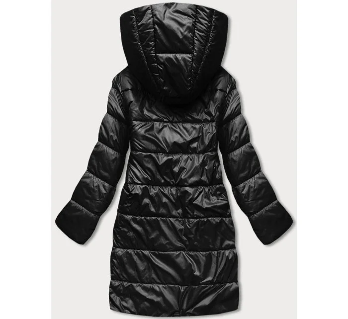 Černobéžová  dámská bunda s kapucí model 18038010 - S'WEST