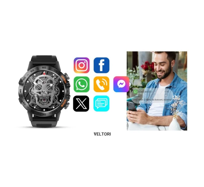 Černý silikonový řemínek model 21805551 - VELTORI