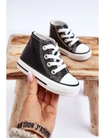 Dětské kožené vysoké tenisky Černe a bíle Marney Dětské kožené vysoké tenisky Černe a bíle Marney