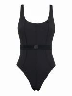 Dámské jednodílné plavky Monogram Rib KW0KW02151-BEH - Calvin Klein