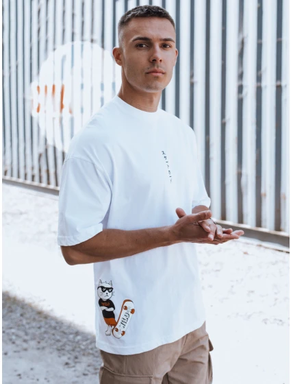 Pánské bílé tričko s potiskem FashionStreet RX5508