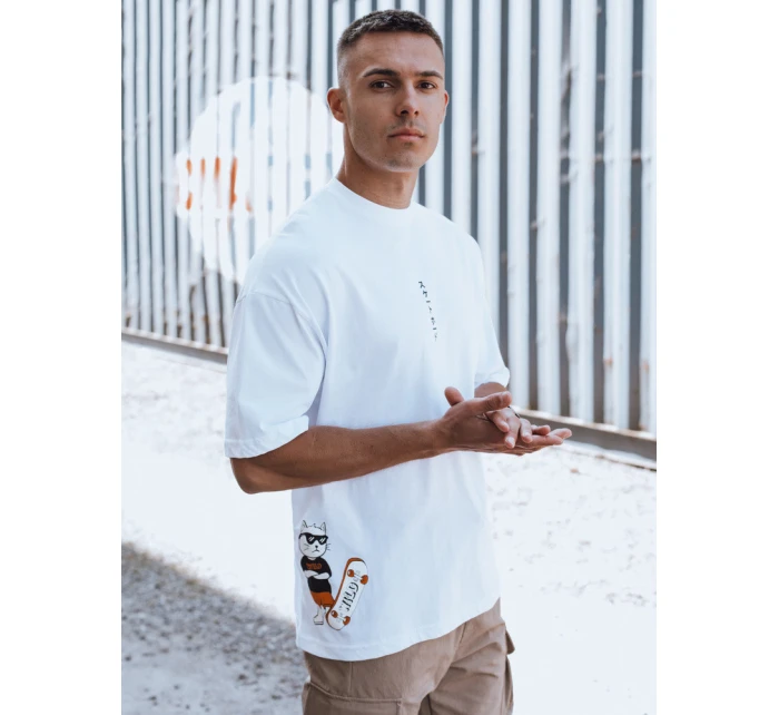 Pánské bílé tričko s potiskem FashionStreet RX5508