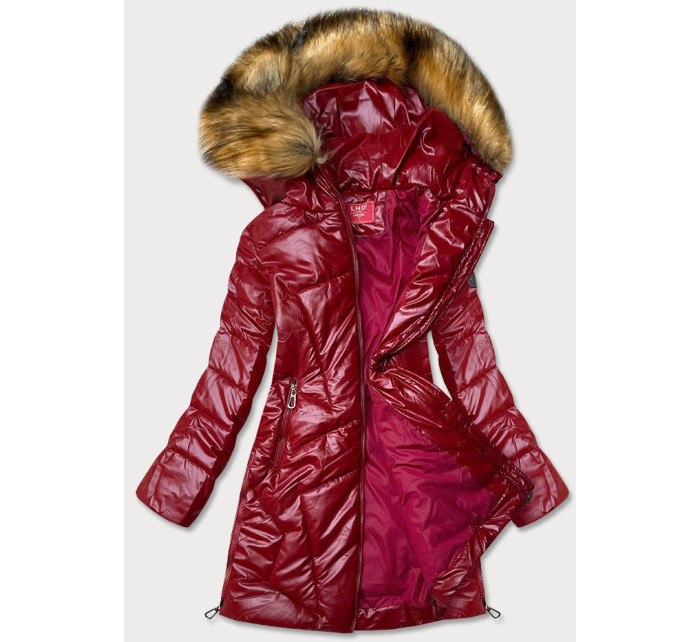 Červená lesklá dámská zimní bunda (M-21008)