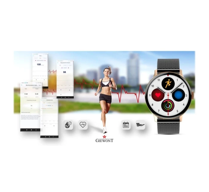 Dámské chytré hodinky GIEWONT Rose Gold Black GW330-4