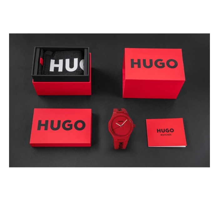 HUGO Lit For Him Red 1530346 + BOX Pánské hodinky