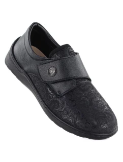 Kožené elastické polobotky na suchý zip černé model 22015181 - Unisoft