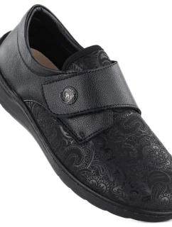 Kožené elastické polobotky na suchý zip černé model 22015181 - Unisoft