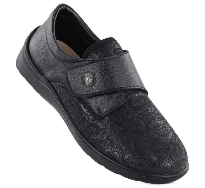 Kožené elastické polobotky na suchý zip černé model 22015181 - Unisoft