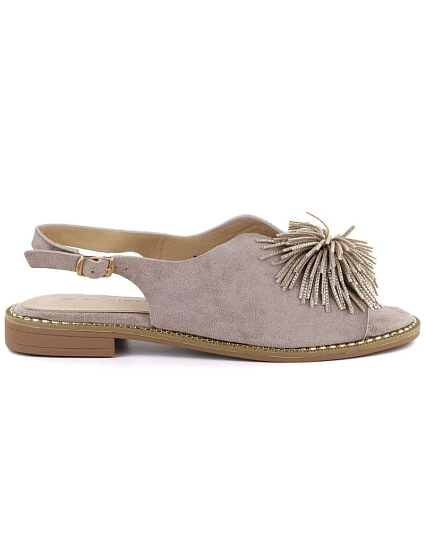 Dámské ploché sandály s flitry khaki model 22072419 - Potocki Dámské ploché sandály s flitry khaki model 22072419 - Potocki