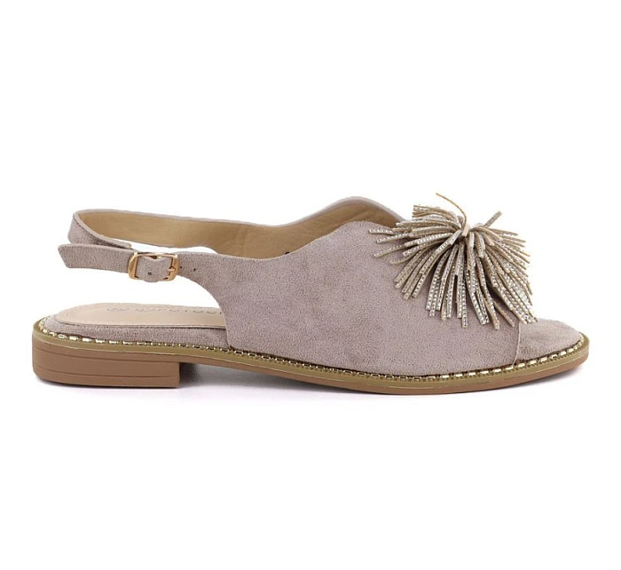 Dámské ploché sandály s flitry khaki Potocki model 22072419 Dámské ploché sandály s flitry khaki Potocki model 22072419