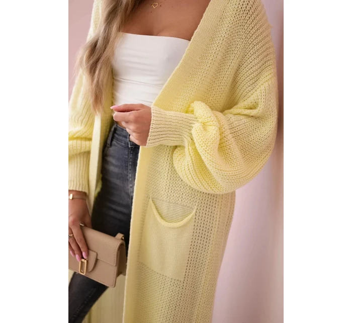 Svetr dlouhý kardigan žlutý