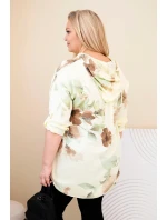 Dámská blůza Plus Size z viskózy s kapucí a květinovým vzorem žlutá Dámská blůza Plus Size z viskózy s kapucí a květinovým vzorem žlutá