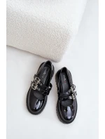 Dámské Lakované Polobotky S Pásky Černé Terione Dámské Lakované Polobotky S Pásky Černé Terione