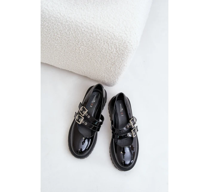 Dámské Lakované Polobotky S Pásky Černé Terione Dámské Lakované Polobotky S Pásky Černé Terione